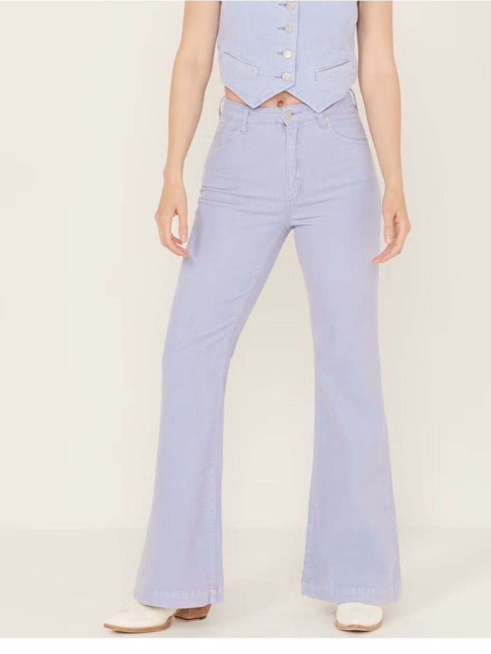 ROLLA'S East Coast Corduroy Stretch Lavender High-Rise Flare Jeans